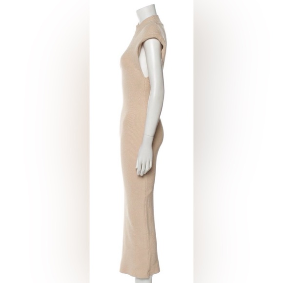 NWT Michael Costello x revolve tan shoulder padSleeveless Knit sweater Dress - Picture 2 of 5
